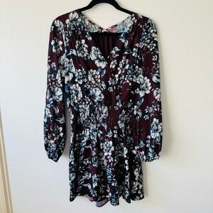 Parker Floral Maroon Long Sleeve Mni Dress